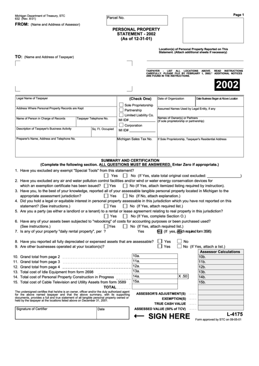 form-l-4175-personal-property-statement-2002-printable-pdf-download