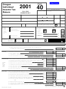 Fillable Form 40 - Oregon Individual Income Tax Return - 2001 Printable pdf