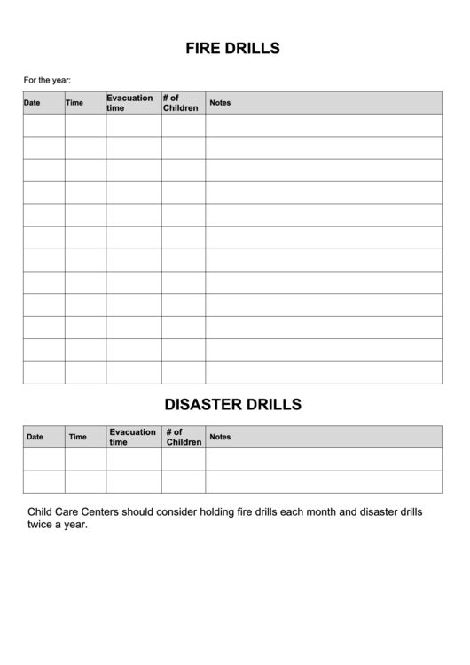 Fire Drill Log Printable pdf