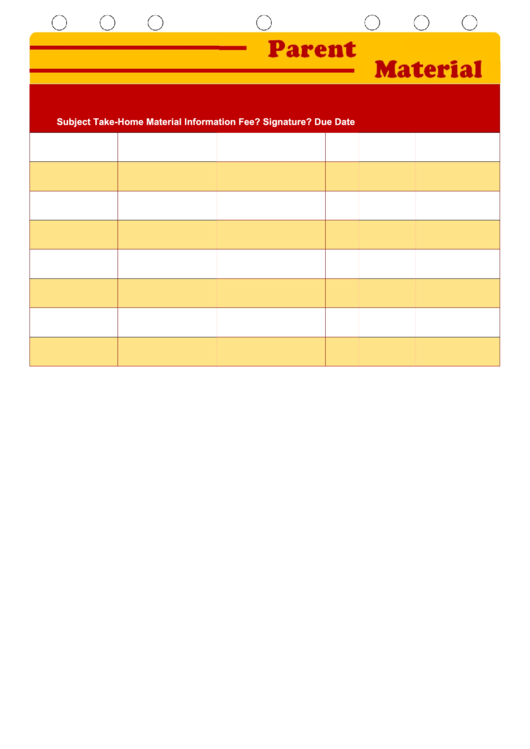 Yellow Student Planner Parent Material Template Printable pdf