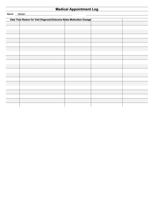 Health Appointment Record Printable pdf