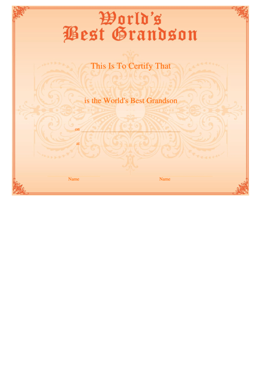 Best Grandson Certificate Template Printable pdf