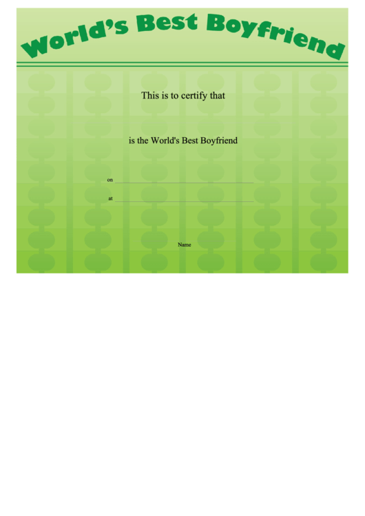Best Boyfriend Certificate Template Printable pdf