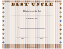 Best Uncle Certificate Template