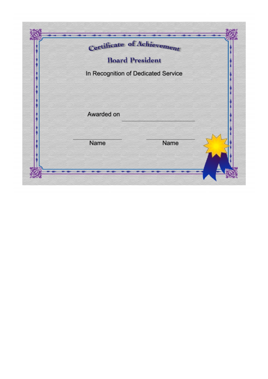 Board President Certificate Printable pdf