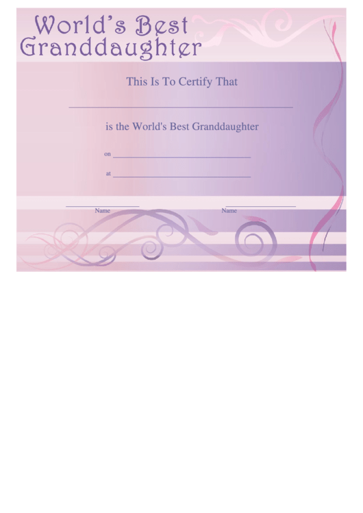 Best Granddaughter Certificate Template Printable pdf