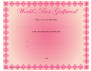 Best Girlfriend Certificate Template