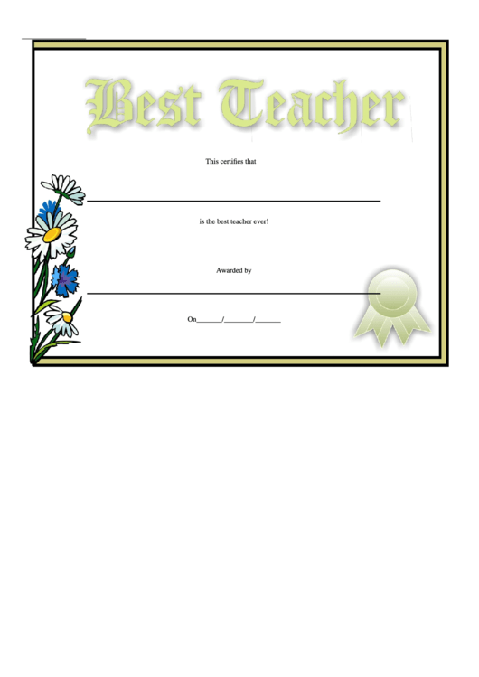 Best Teacher Certificate Template Printable pdf
