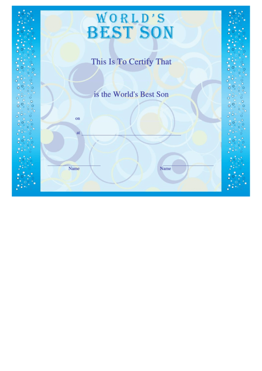 Best Son Certificate Template Printable pdf