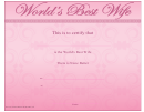 Best Wife Certificate Template