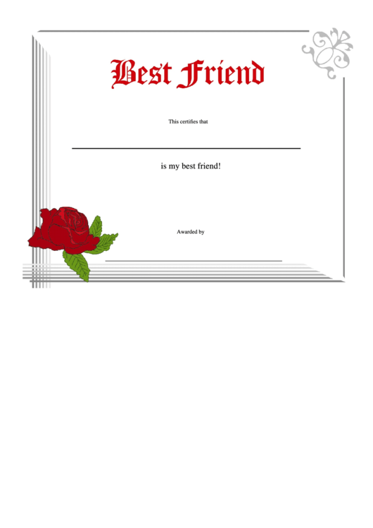 Best Friend Certificate Template Printable pdf