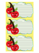 Cherries Yellow Recipe Card Template
