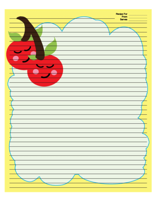 Cherries Yellow Recipe Card 8x10 Printable pdf