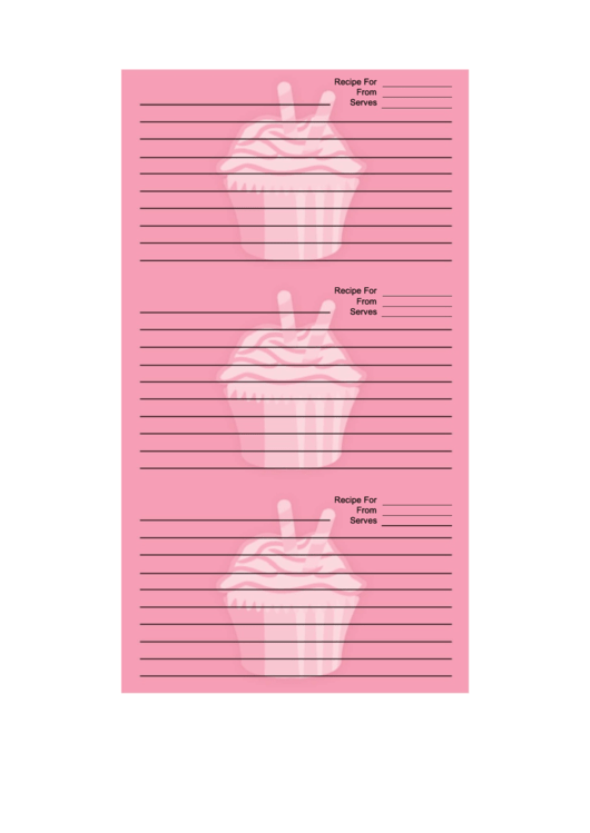 Pink Cupcake Pink Recipe Card Template Printable pdf