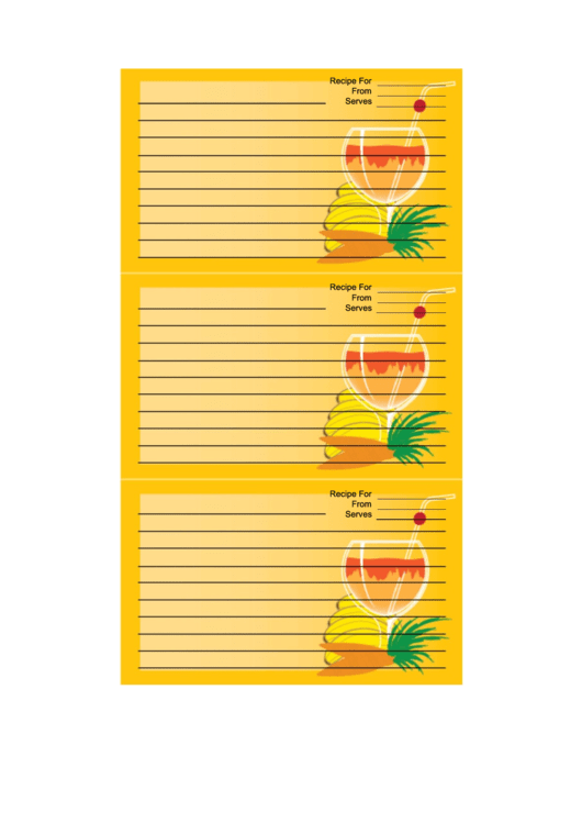 Orange Banana Drink Recipe Card Template Printable pdf