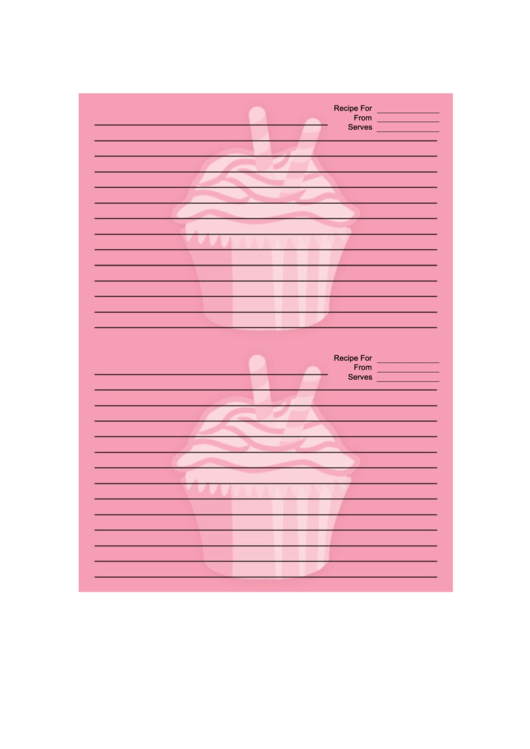 Pink Cupcake Pink Recipe Card Template Printable pdf
