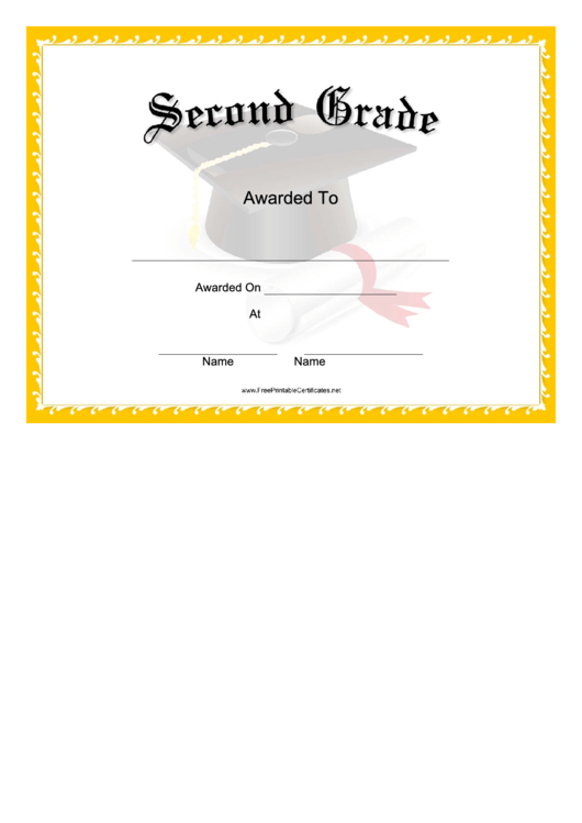 Mortar Board - Grade 2 Certificate Printable pdf