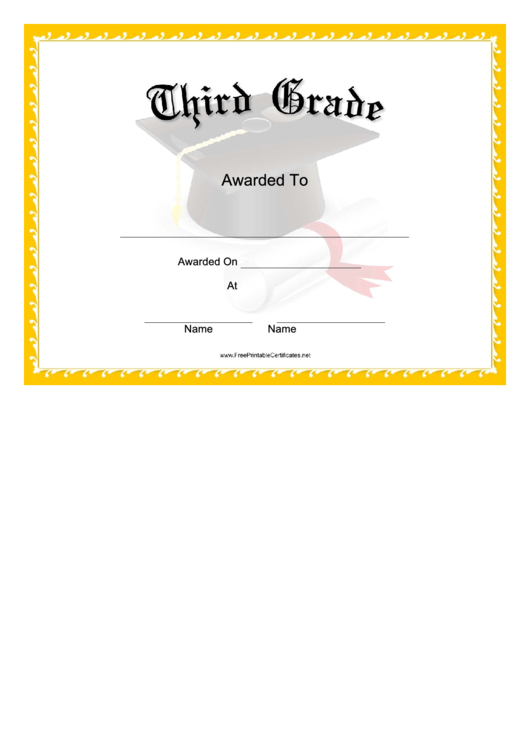 Mortar Board - Grade 3 Certificate Printable pdf