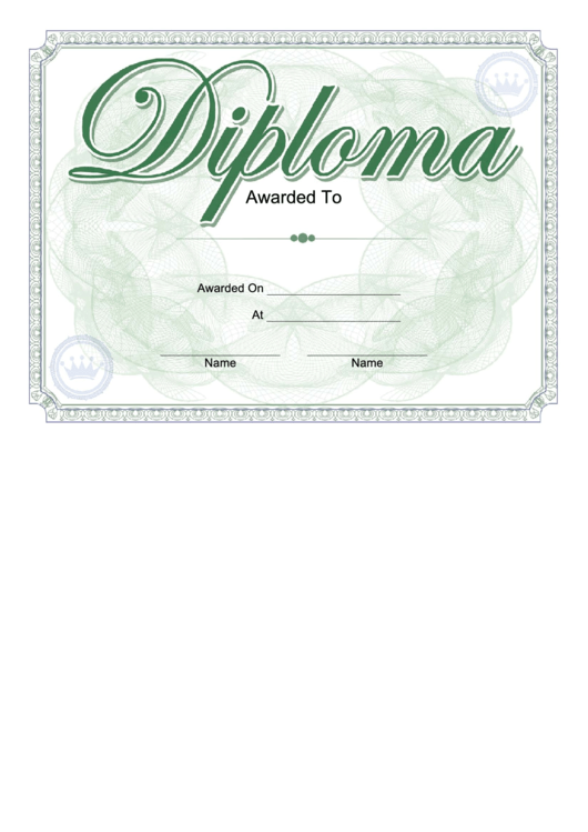 Green Diploma Template Printable pdf