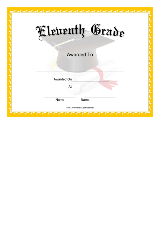 Mortar Board - Grade 11 Certificate Printable pdf