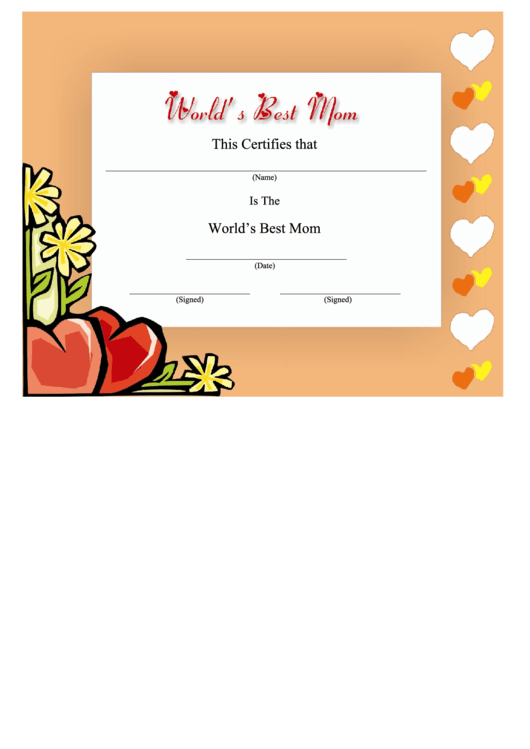 Best Mom Certificate Template Printable pdf