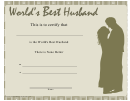 Best Husband Certificate Template