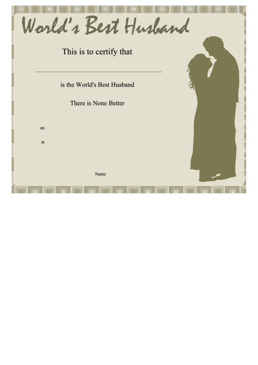 Best Husband Certificate Template Printable pdf