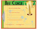 Best Coach Certificate Template