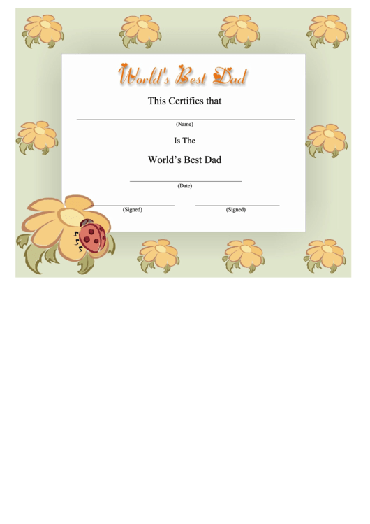 Best Dad Certificate Template Printable pdf