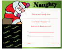 Santa's Naughty Christmas Certificate Template