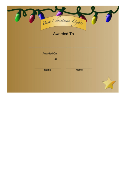 Best Christmas Lights Certificate Template Printable pdf