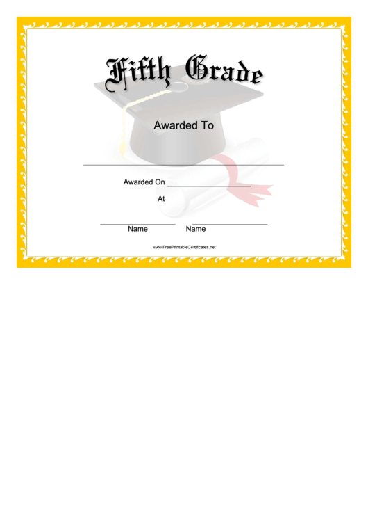 Mortar Board - Grade 5 Certificate Printable pdf