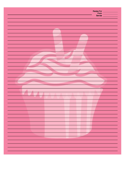 Pink Cupcake Pink Recipe Card 8x10 Printable pdf