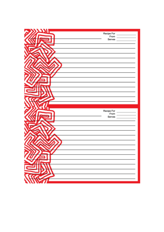 Red Abstract Recipe Card Printable pdf