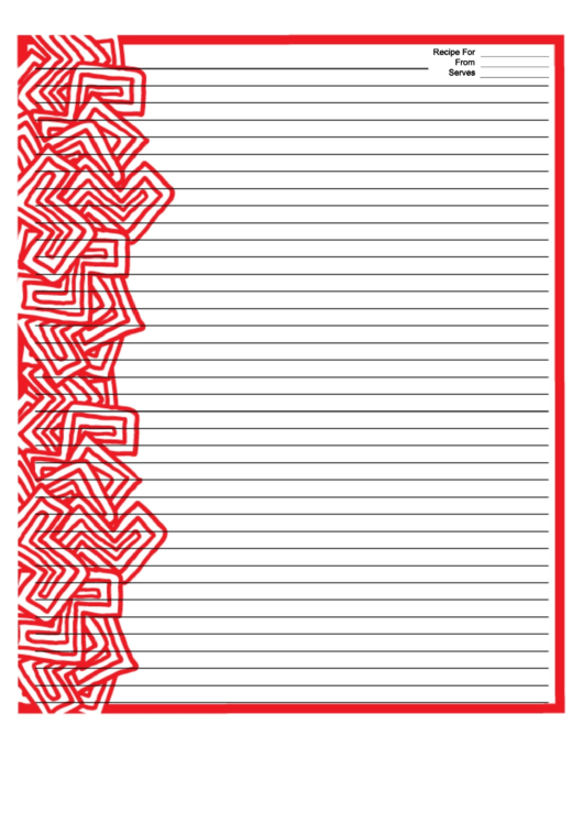Red Abstract Recipe Card 8x10 Printable pdf