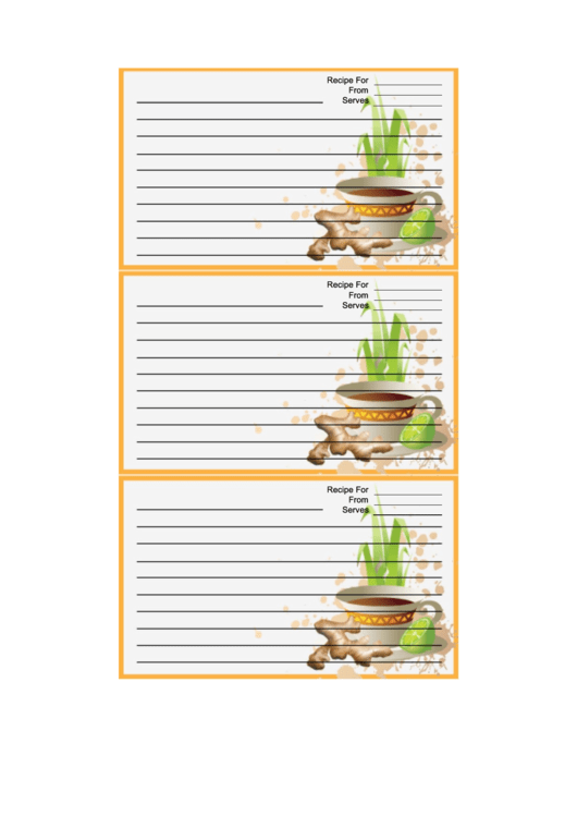 Tea Ginger Orange Recipe Card Template Printable pdf