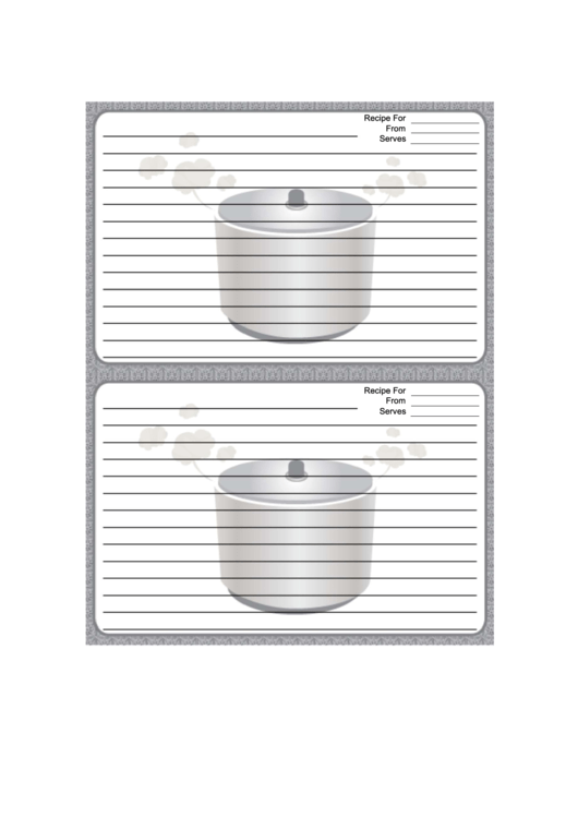 Crockpot Gray Recipe Card Printable pdf