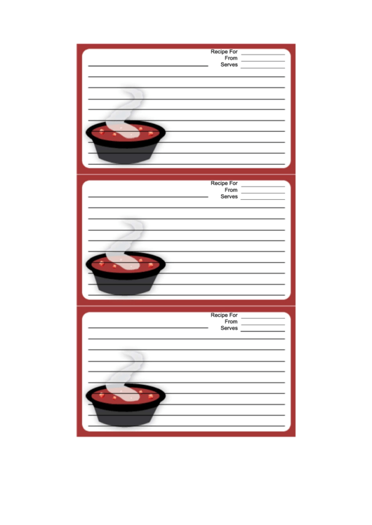 Soup Deep Red Recipe Card Template Printable pdf