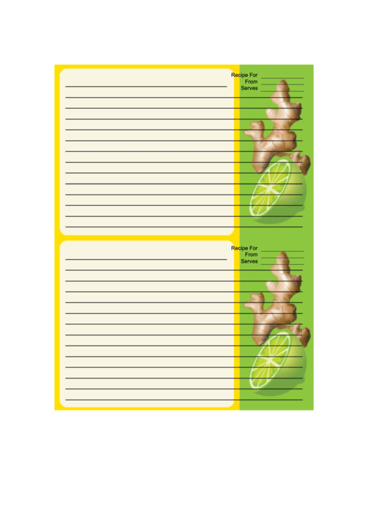 Ginger Root Green Recipe Card Printable pdf