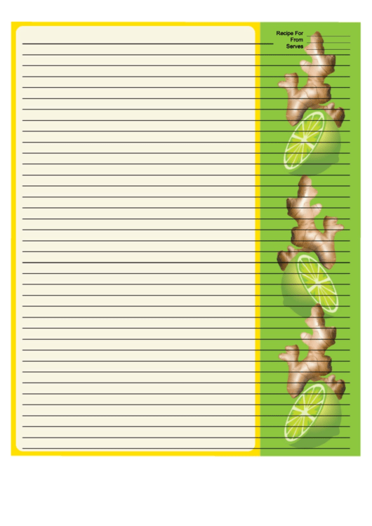 Ginger Root Green Recipe Card 8x10 Printable pdf