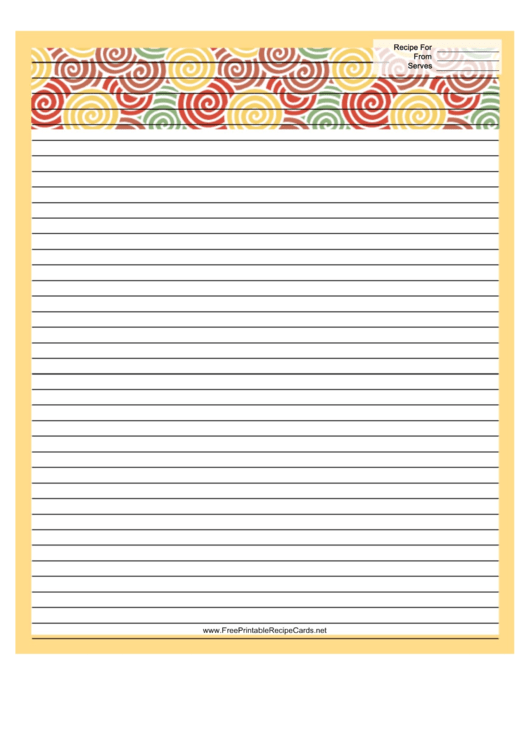 Yellow Curlicues Recipe Card 8x10 Printable pdf