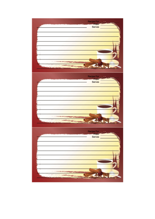 Cinnamon Coffee Red Recipe Card Template Printable pdf