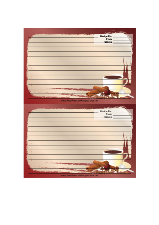 Cinnamon Coffee Red Recipe Card 4x6 Printable pdf