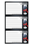 Wine Bow Blue Recipe Card Template