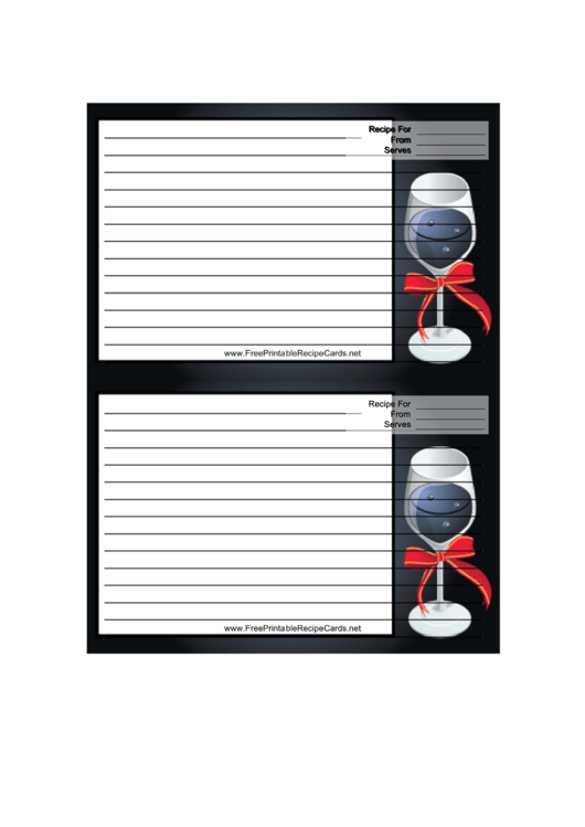 Wine Bow Blue Recipe Card Printable pdf