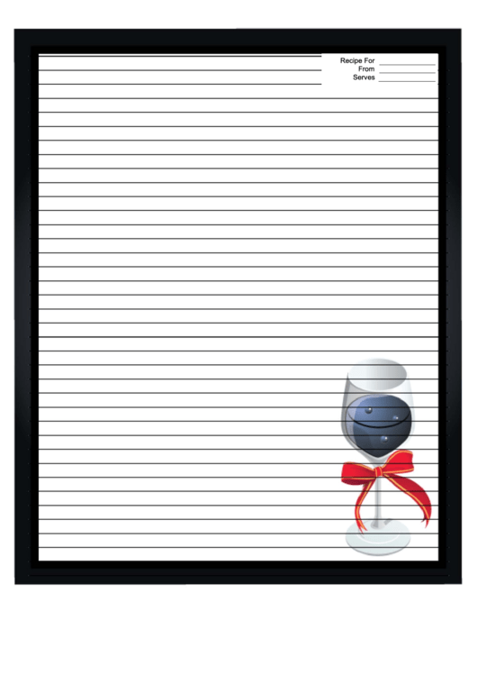 Wine Bow Blue Recipe Card 8x10 Printable pdf