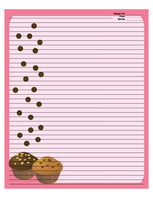 Pink Chocolate Chip Muffins Recipe Card 8x10 Printable pdf