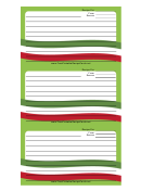 Mexico Flag Green Recipe Card Template