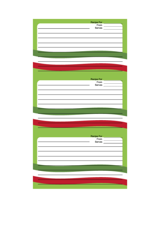 Mexico Flag Green Recipe Card Template Printable pdf