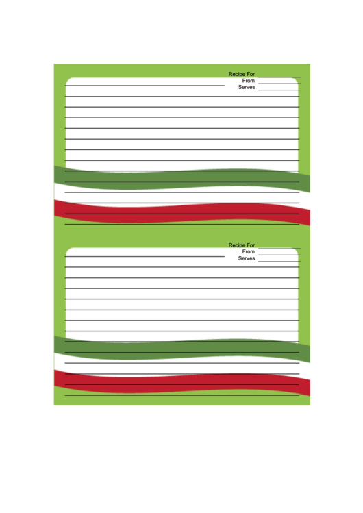 Mexico Flag Green Recipe Card Printable pdf
